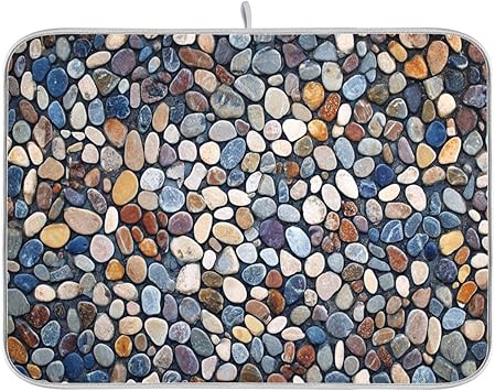 Colorful Stone Texture Dish Drying Mats 18 x 24 Inch Super Absorbent Microfiber Dish Drainer Rack Mats Heat Resistant Drying Pads for Kitchen Counter Sinks Dining Table