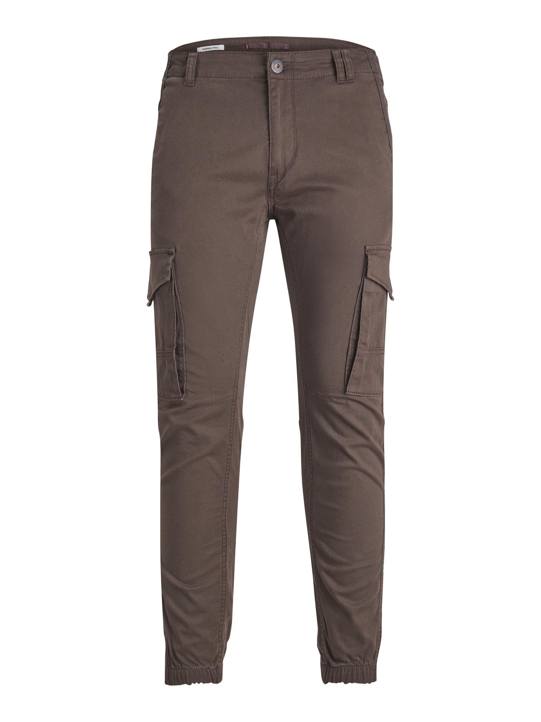 JACK & JONES Men's Jpstpaul Jjflake AKM Noos Cargo Trousers, Seal Brown, 30W / 32L