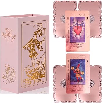 Pink Tarot Cards Deck with Guide Book, Beginners Tarot Cards with Meanings on Them, Fortune Telling Cards, Divination Tools for All Skill Levels Rose Pink