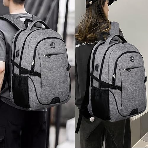 Miniatura 8 de Mochila antirrobo para portátil con carga USB compatible con portátil de 15.6 pulgadas con bloqueo incluido., A-gris