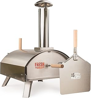 Fresh Grills Pizza Oven - Outdoor Pizza Oven including pizza peel, outdoor cover, pizza stone and built in oven thermometer. Wood fired pizza, BBQ oven and smoker with accessories (Premium)