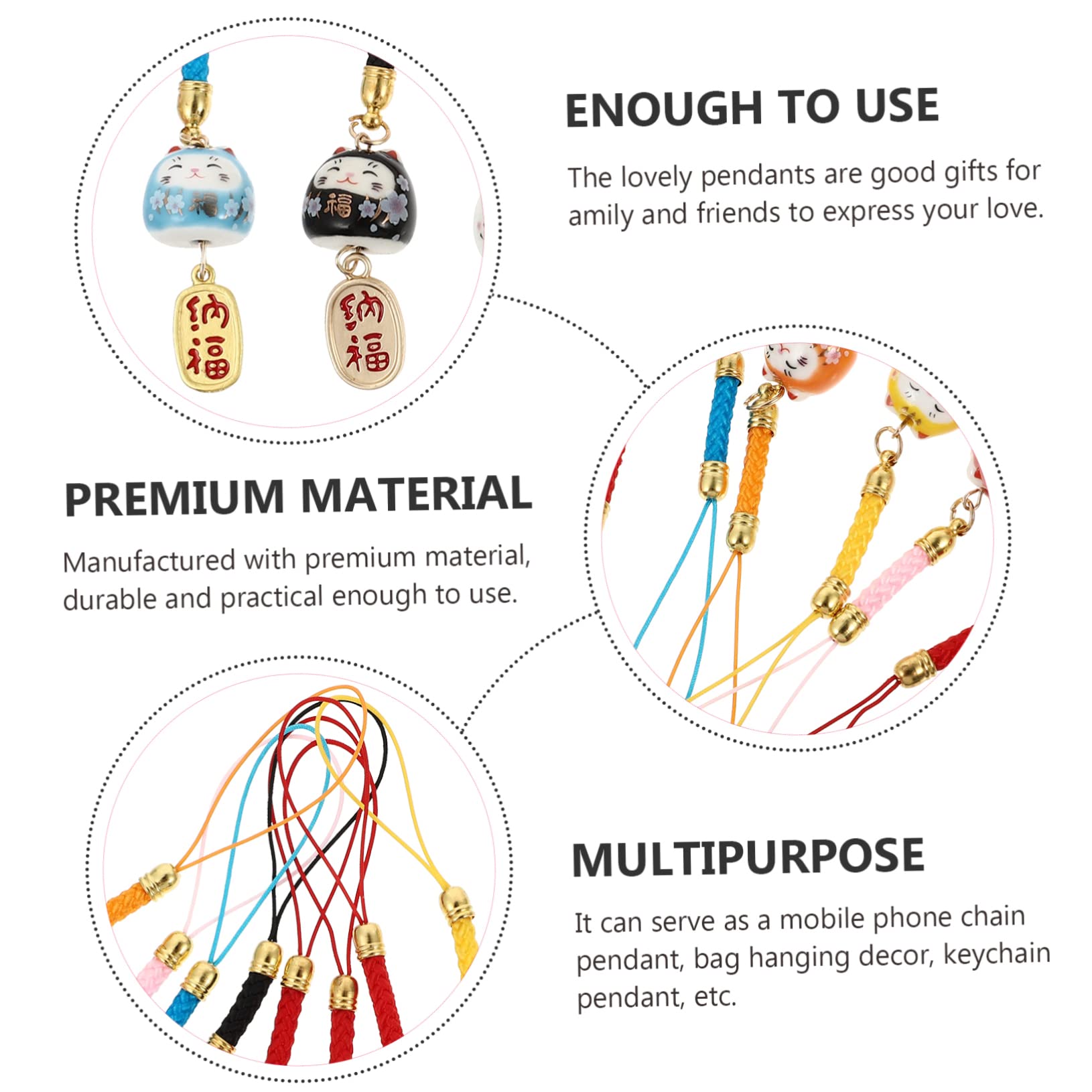 OSALADI 16 Piezas colgante cordón de cadena de teléfono correa del teléfono del gato decoración lanyard cordones para llaves hermosa cadena de teléfono cordón de gato elegante inteligente