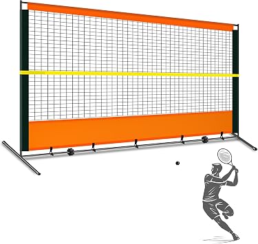 ORIENGEAR Tennis Rebound Practice Wall - 12ft x 6ft Rebounder Net for Racquet Sports, Ball & Pickleball, Training Backboard for Court Backyard and Indoor & Outdoor Use