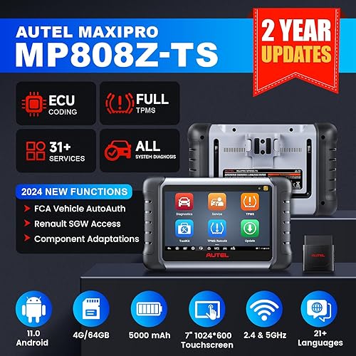 Miniatura 2 de Autel Escáner MaxiPRO MP808Z-TS herramienta de escaneo de control bidireccional basada en Android 11 codificación ECU TPMS completo 36 servicios
