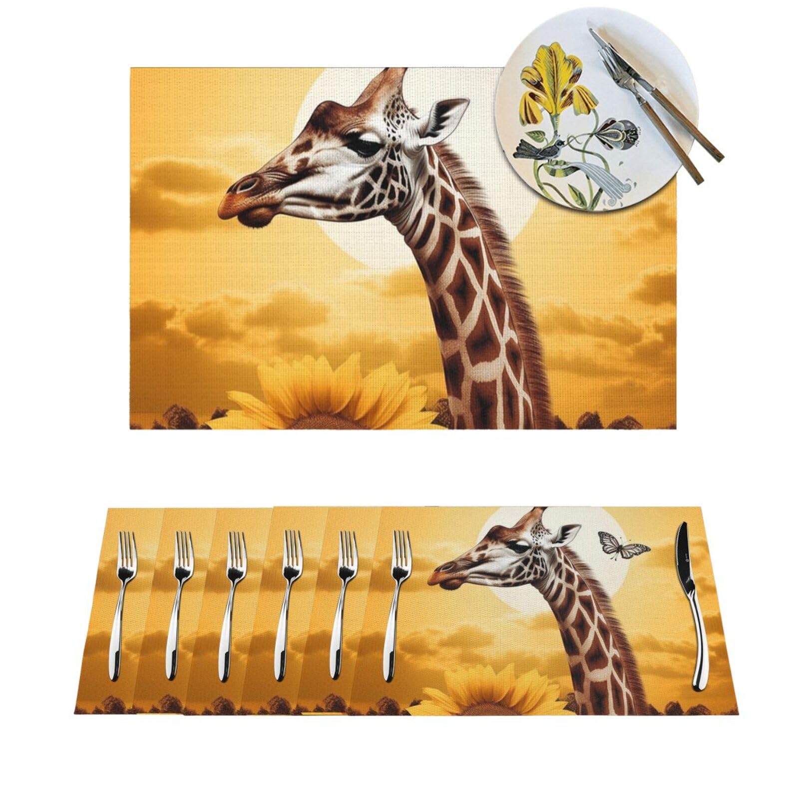Set de table cuisine convivial motif girafe tournesol