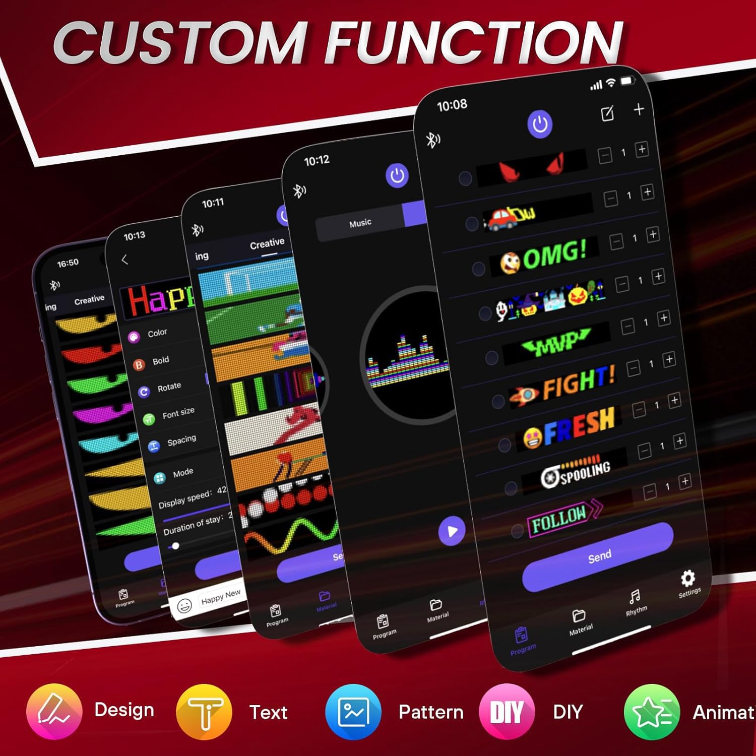 Occhi LED per camion, flessibili, programmabili, con controllo Bluetooth, display a LED a scorrimento a colori, animazione con testo personalizzato, luce