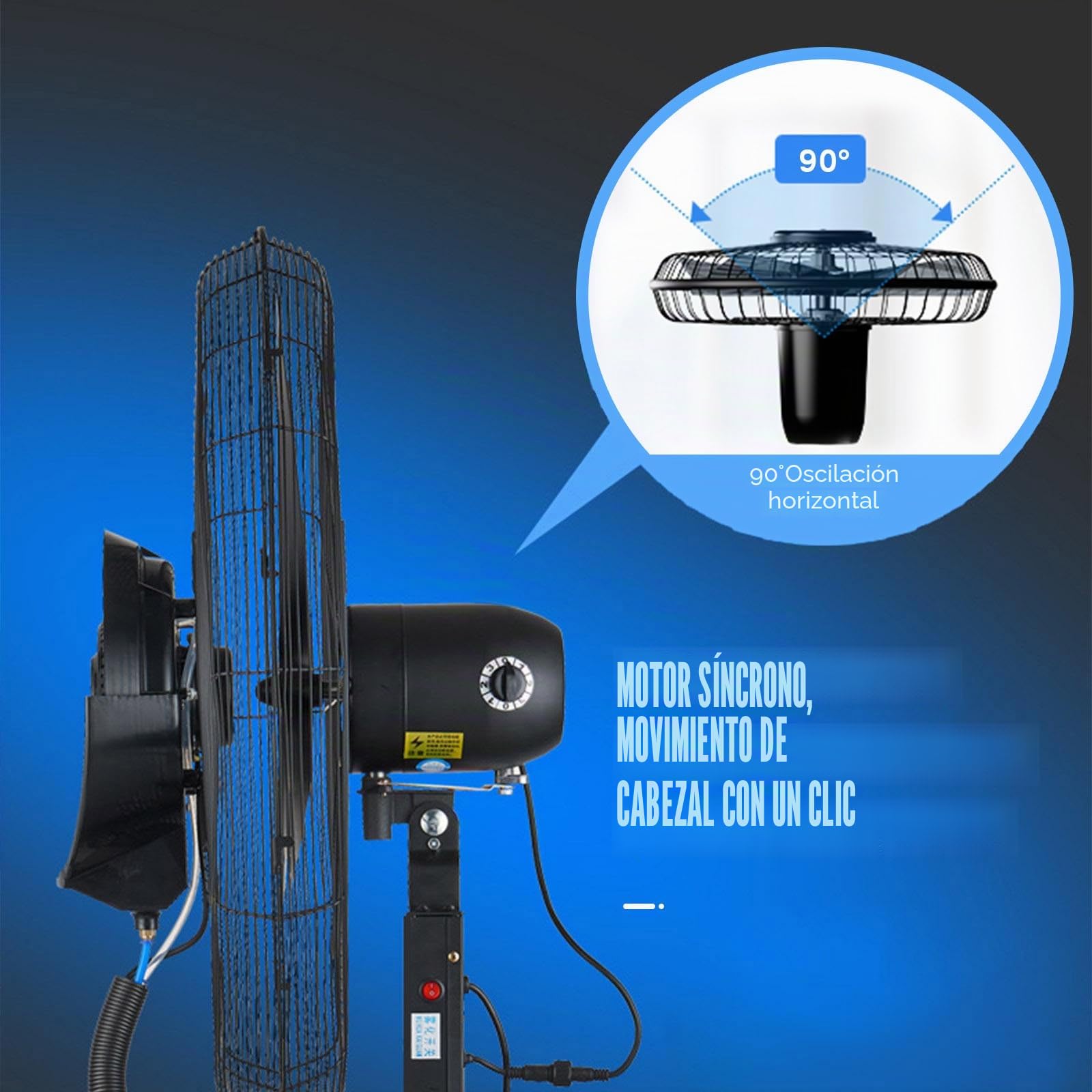 Ventilador de nebulización industrial con tanque de 42L, ventilador de pie oscilante 90°, alta velocidad para terrazas, almacenes y comercios