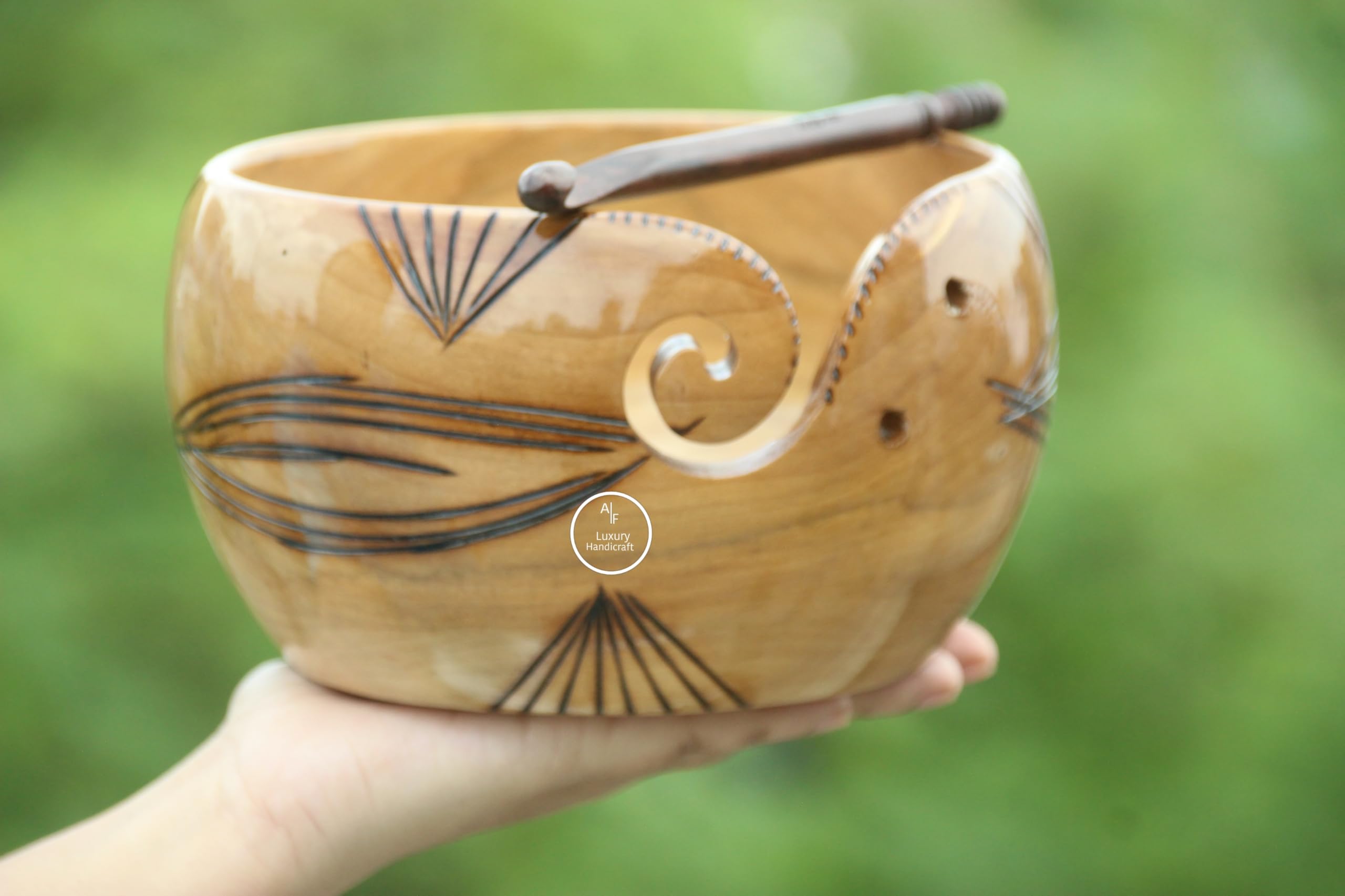 Bol en bois pour crochet porte-fil à tricoter éco-responsable