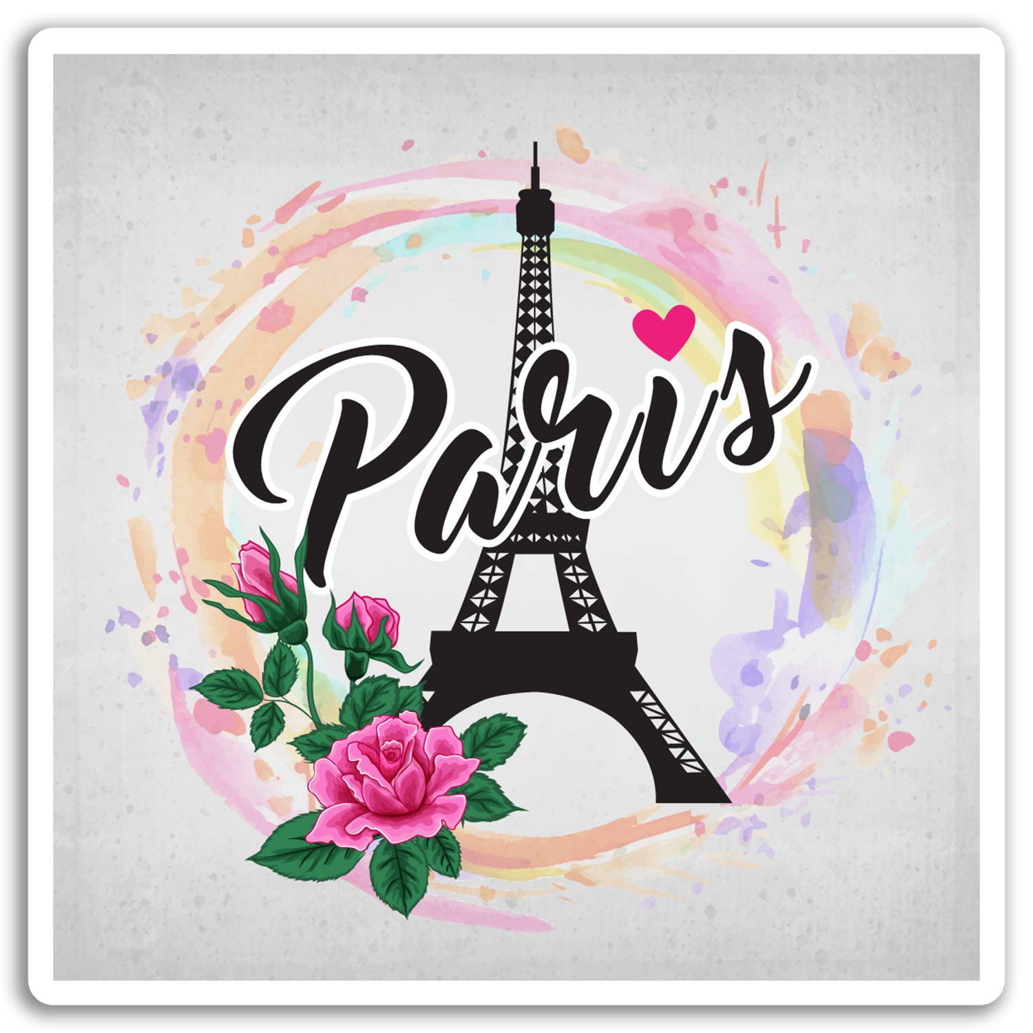 Destination Vinyl Ltd Multi 2 X 10Cm Paris France Vinyl Stickers - Eiffel Tower Sticker Luggage #17823 (10Cm Wide)