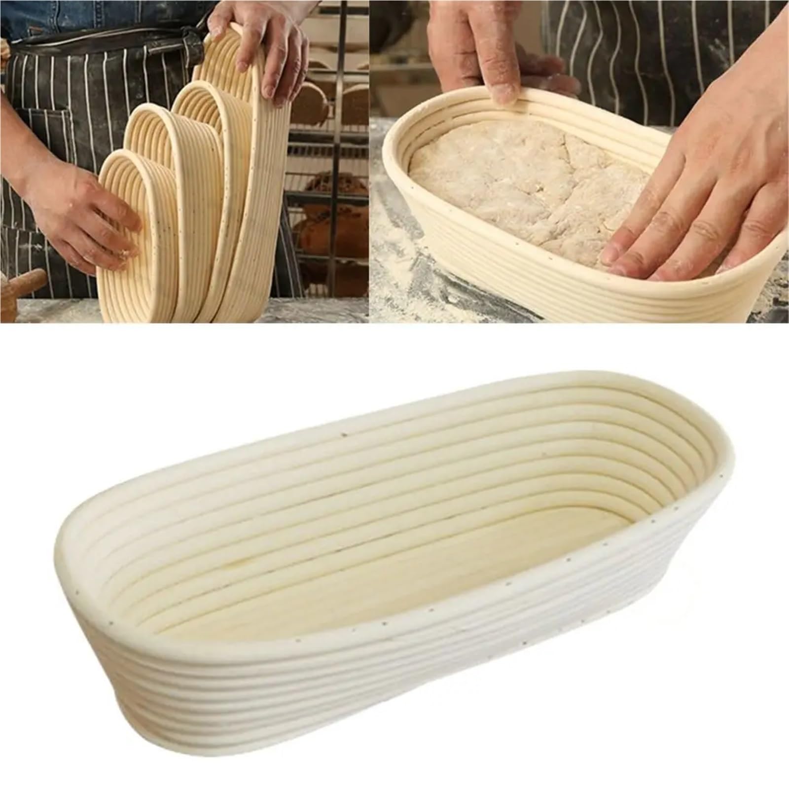 Cestino Per La Lievitazione Del Pane Cestino for lievitazione ovale in rattan, cestello for lievitazione, in 8 misure Per Cuocere Il Pane(30x14x7cm)