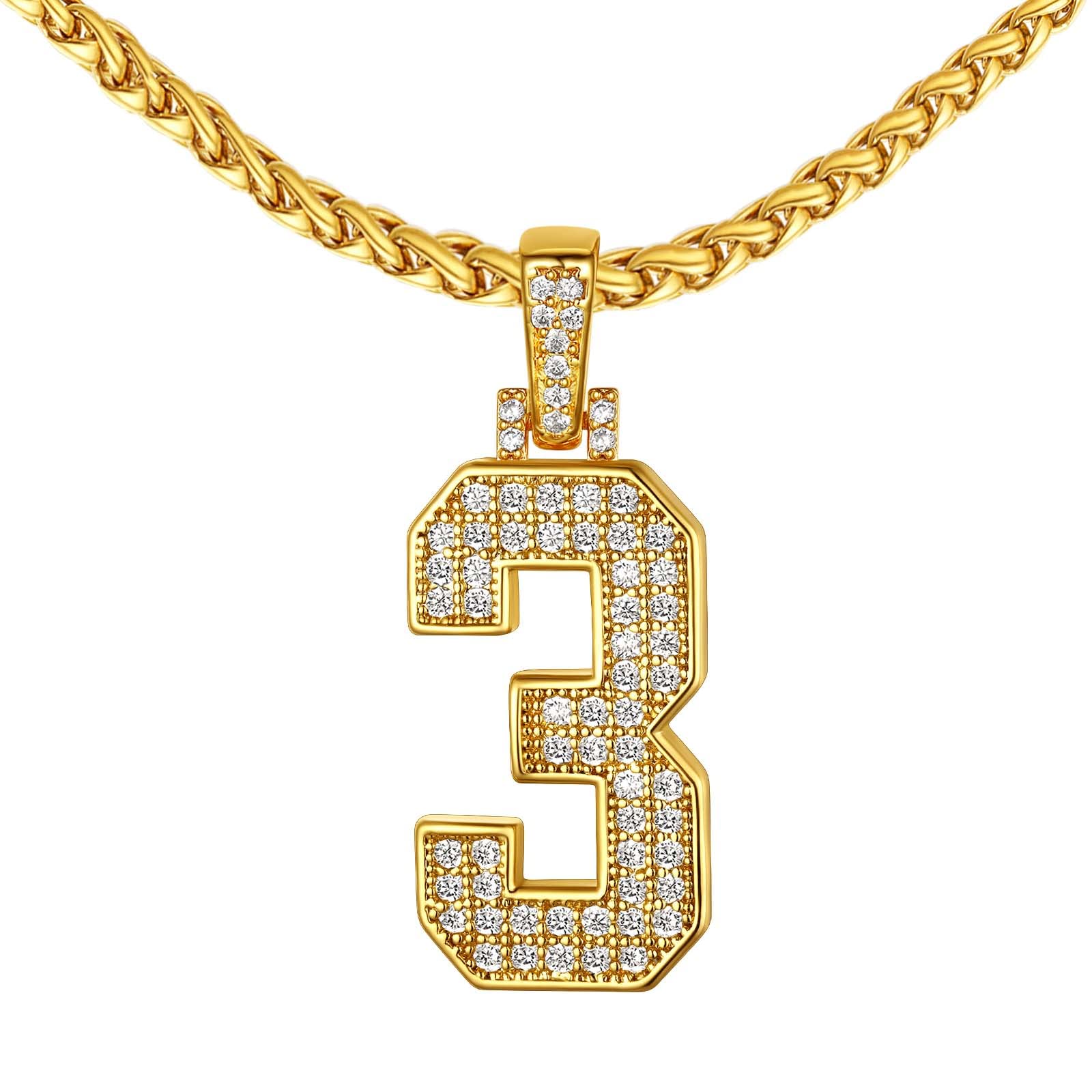 Findchicbling Number Necklace Baseball Chain 14k Gold Plated