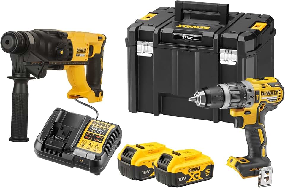 DCK2071P2T 18v XR Cordless Brushless Combi Drill & SDS Plus 