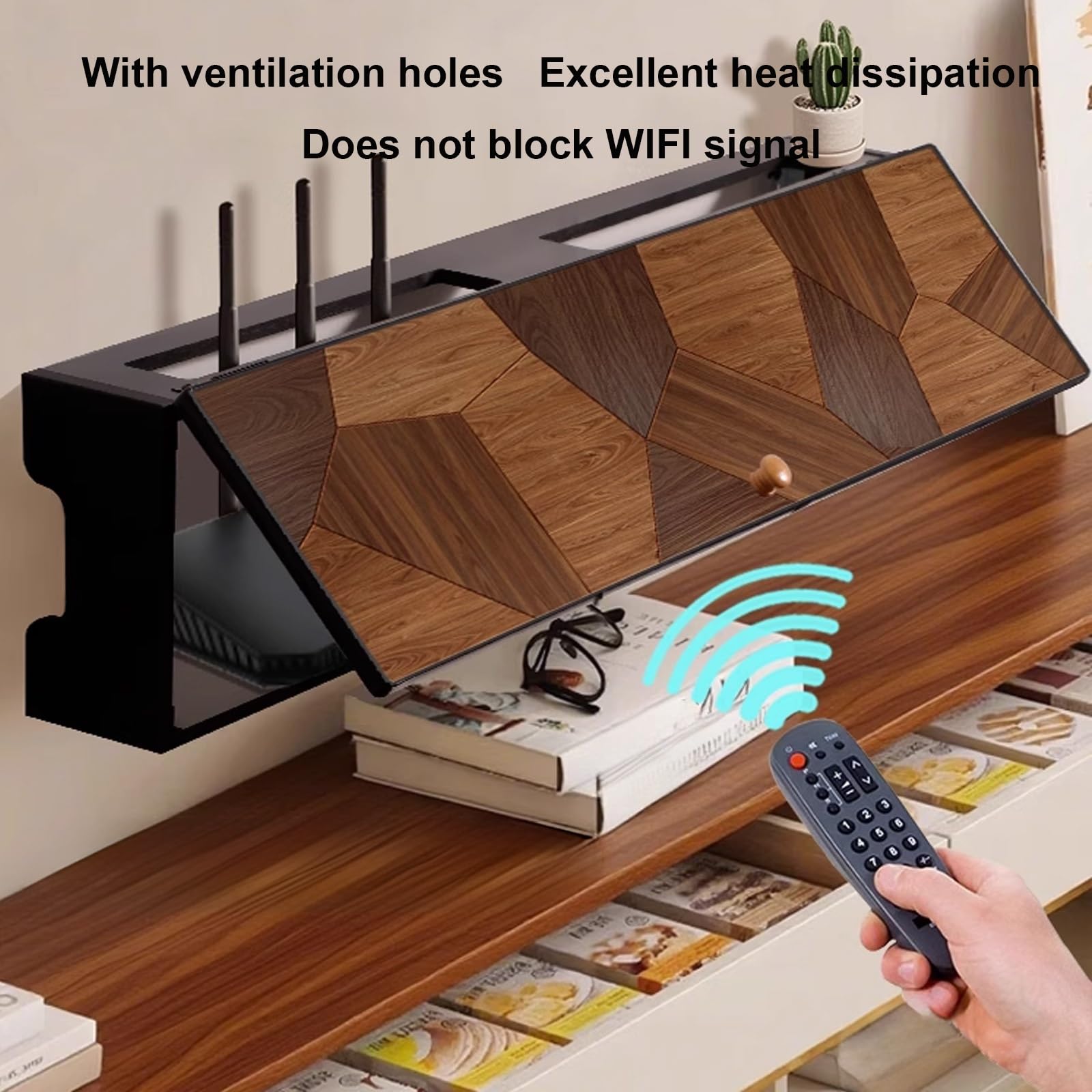 WiFi Router Schrank Aufbewahrungsbox, Router Box Verstecken, WiFi-Aufbewahrungsregal, Kabelmanagement-Organizer, für Schlafzimmer, Wohnzimmer, Büros(60cm/23.6in)