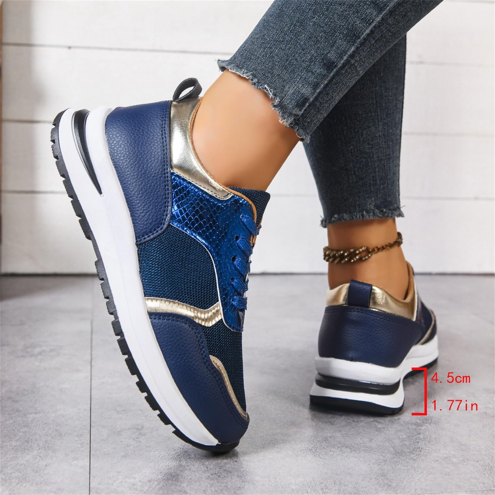 Generico Scarpe Donna Comode Scarpe da Running da Ginnastica Donna con Suola Spessa E Altezza Maggiorata,Eleganti Casual con Blocchi di Colore Sneakers Ginnastica