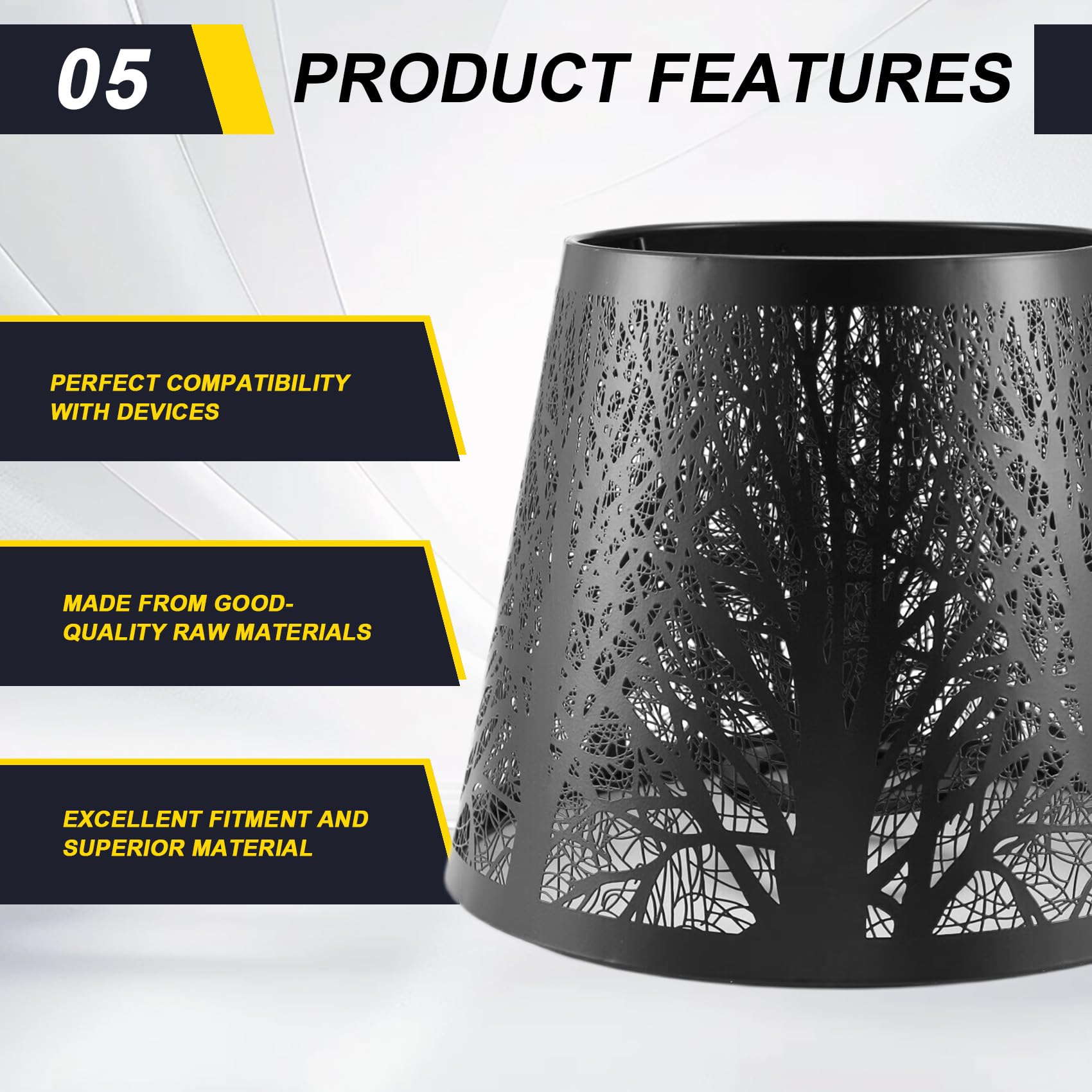 Clickinline Small Lamp Shade, Metal Lampshade with Pattern of Trees for Table Chandelier Wall Lamp Black - Image 2