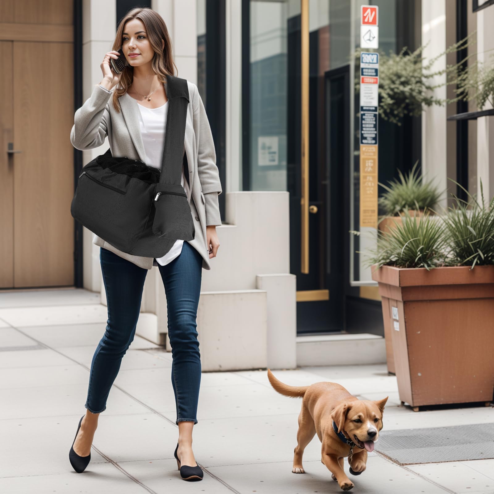 Bolsa para perros ISFORU grande para perros y gatos pequeños, capacidad de carga de hasta 10 kg, cómoda, ajustable, perfecta para pasear, actividades al aire libre y excursiones de fin de semana