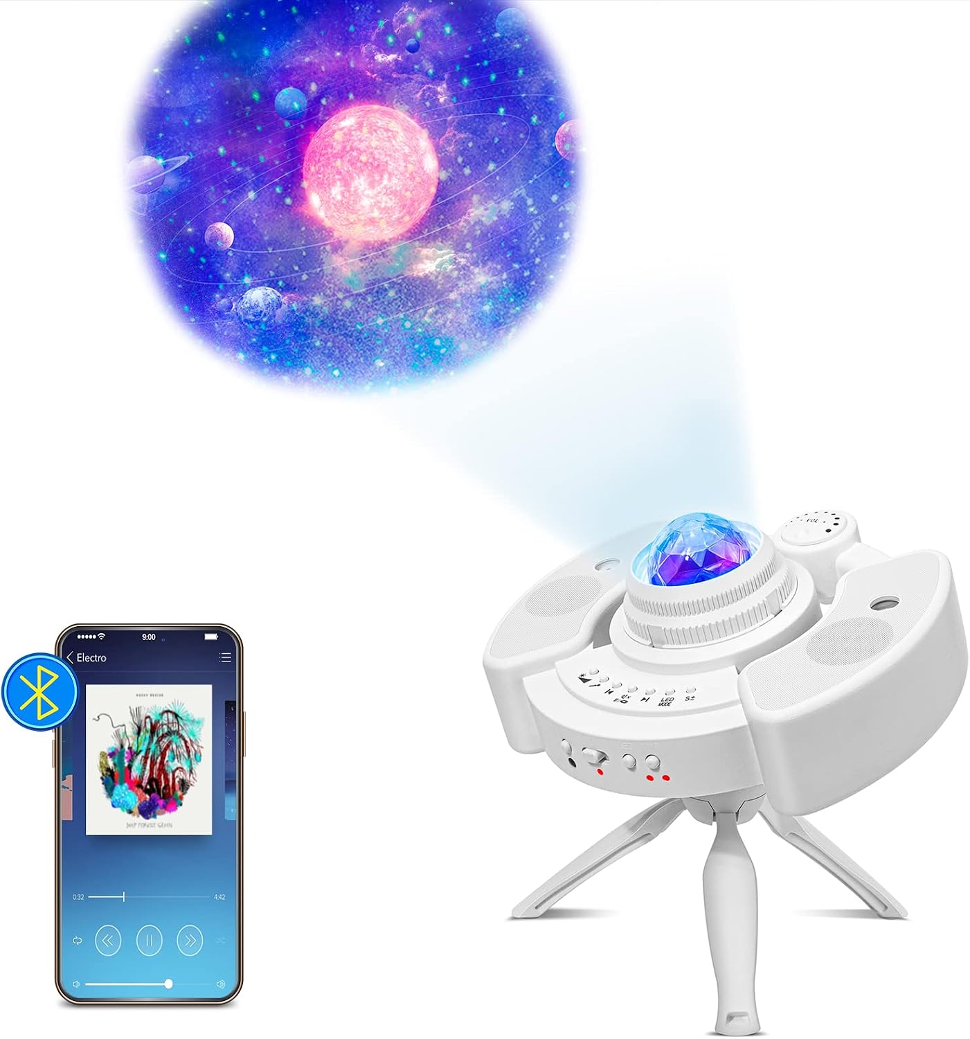 Star Projector Galaxy Light Projector GoLine Christmas Birthday Gifts for Women Man Teen Ocean Wave Night Light Projector with Bluetooth Speaker Mother's Day Gift