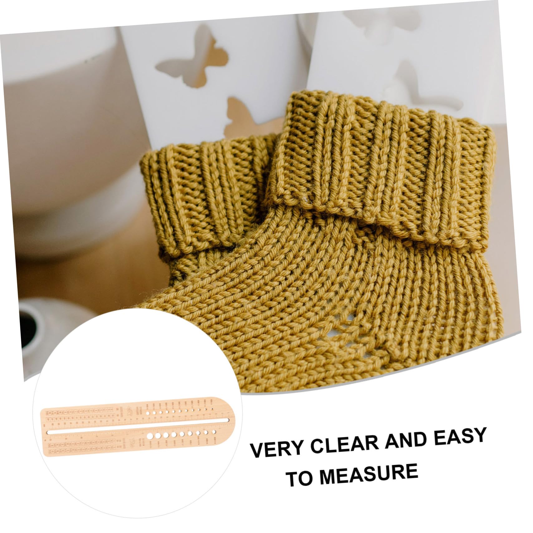 Tofficu 3 Piezas regla de crochet de madera devanadera aguja peso bloqueadores de calcetines marcadores de punto caso knitting needles tricotin reglas de tejer regla para crochet Beige