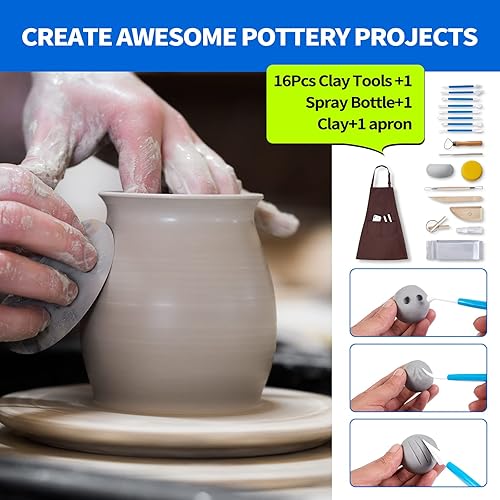 Miniatura 4 de YESMRO Kit de rueda de cerámica para principiantes, adultos, niños, pantalla táctil LCD 2024 ajustable, velocidad ajustable, máquina formadora de