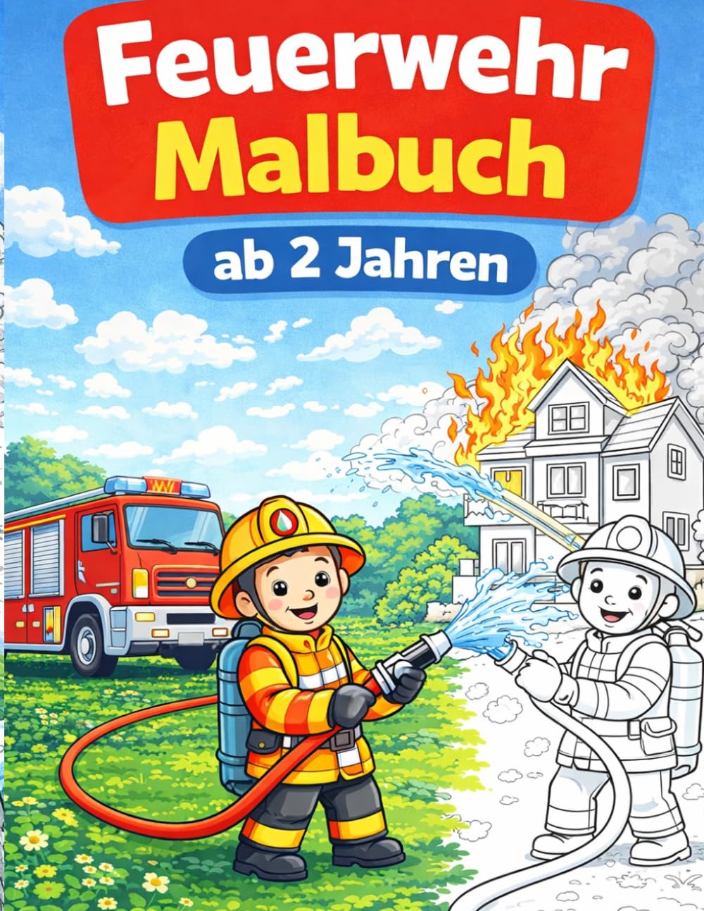Feuerwehr Malbuch ab 2 Jahren: Einfache & große Motive für Kleinkinder – Spaß beim Ausmalen für Jungen und Mädchen