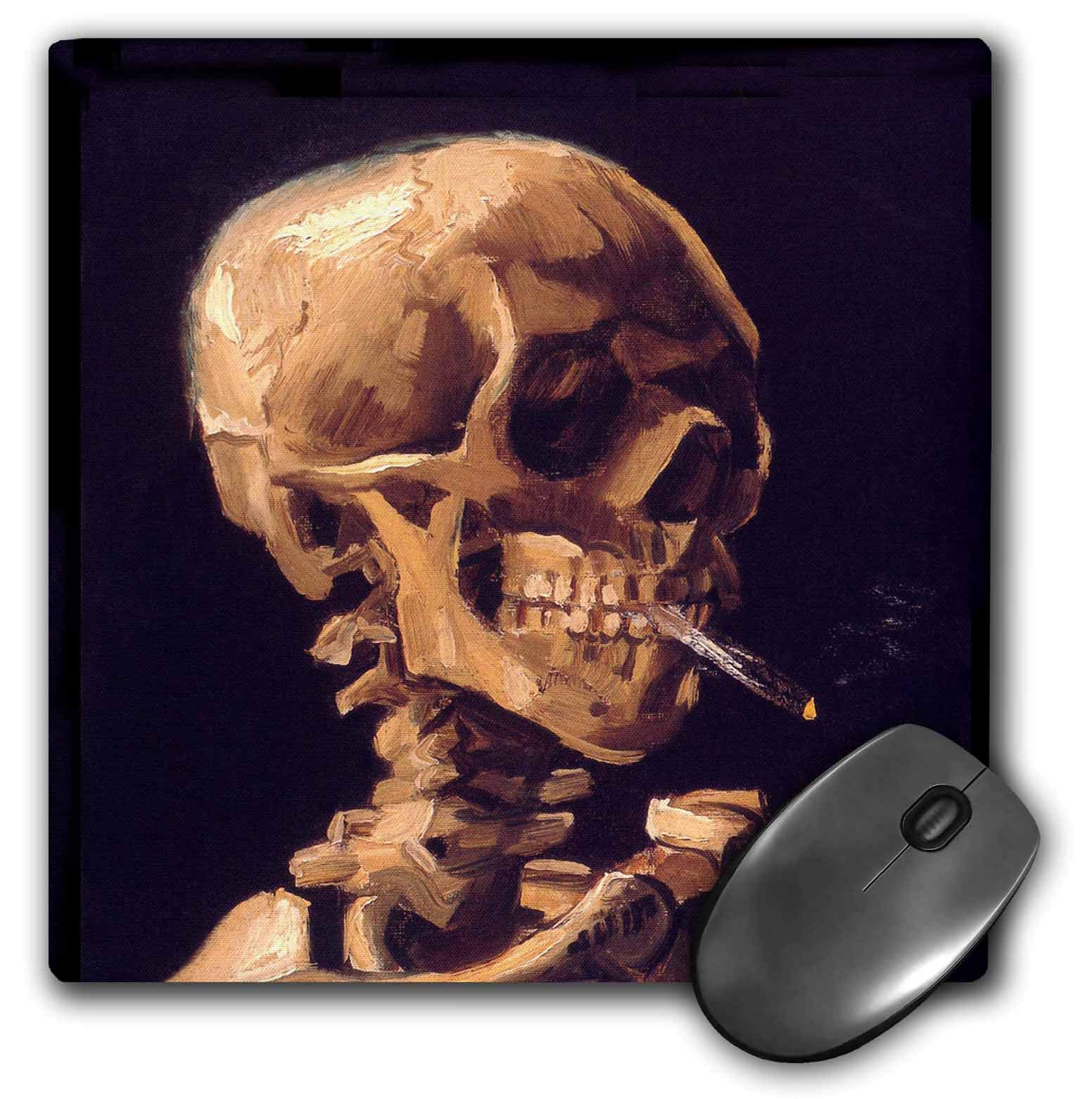 3dRose - VintageChest – Masterpieces - Van Gogh - Skull of a Skeleton with Burning Cigarette - Mouse Pads (mp-303221-1)