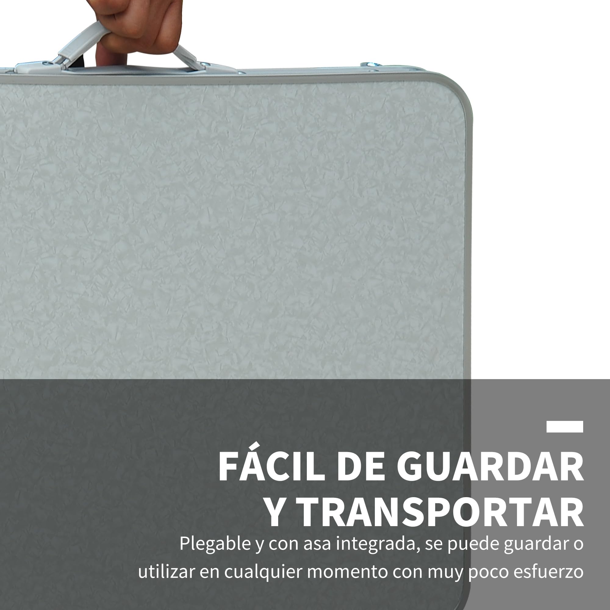 Outsunny Mesa de Camping Plegable Mesa Plegable Portátil Multifuncional con Altura Ajustable en 2 Niveles Marco de Aluminio para Jardín Balcón Patio Exterior 60x45x64 cm Blanco
