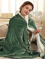 ESTINGO Heated Blanket Full Size 72x84" Electric Blanket, 6 Heat Levels, 10H Timer, 82ft Wires, Fast Preheat 122°F, Sherpa Flannel, Hunter Green