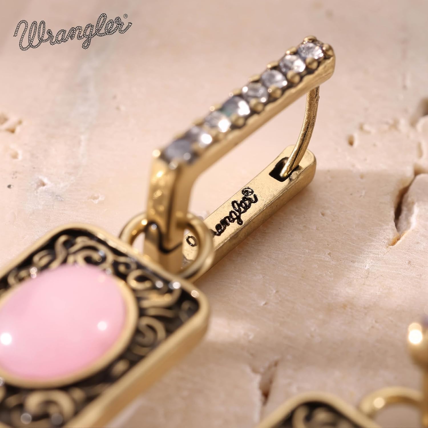 Montana West x Wrangler Natural Gemstone Dangle Hoop Earrings for Women Gold Plated - Image 6