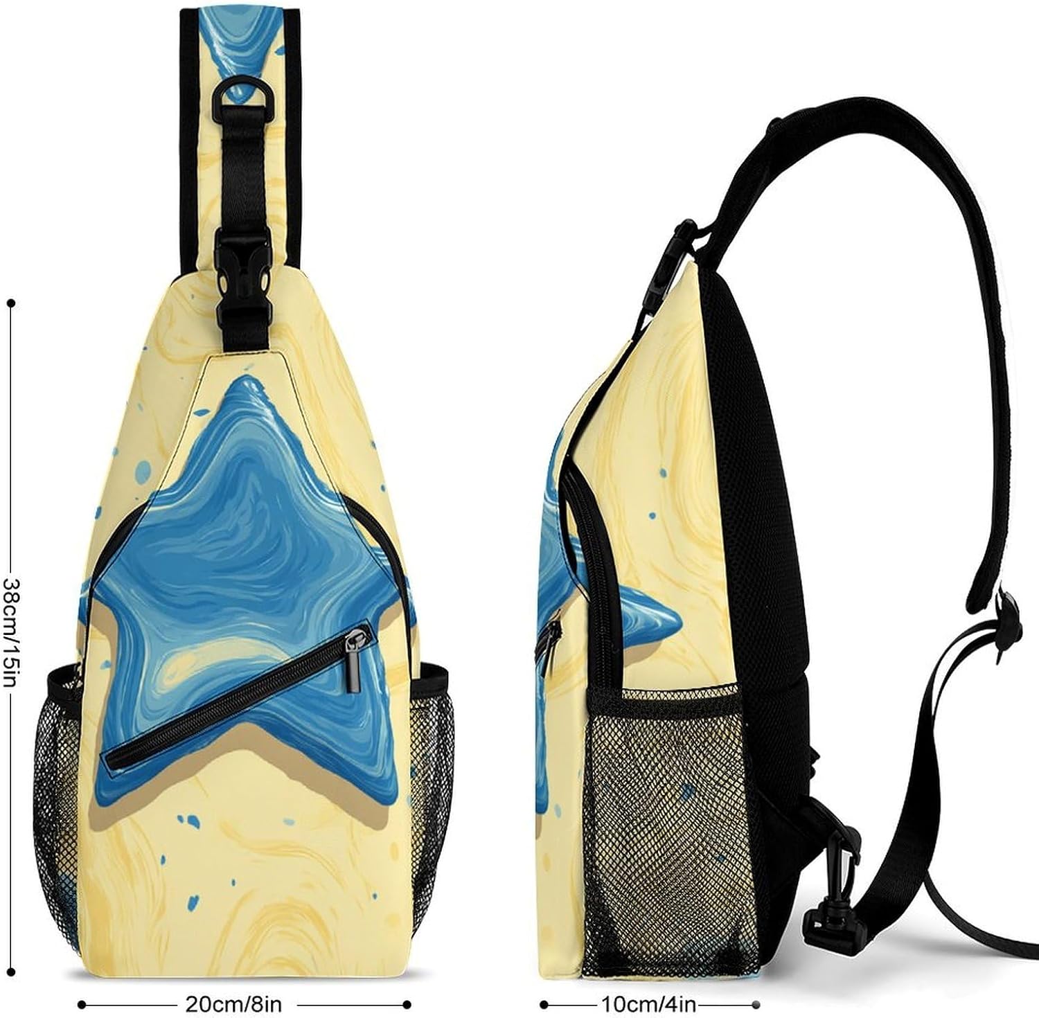 Fluid Stars Sling Crossbody Bag Lightweight Chest Shoulder Backpack for Outdoor Sports