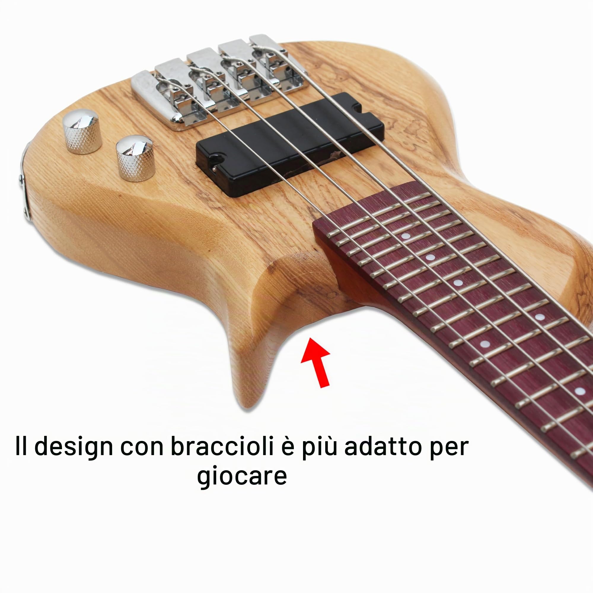Batking Mini Basso Elettrico, Viaggio Ubass 4 Corde, Fretted Ukelele Basso con Gig bag