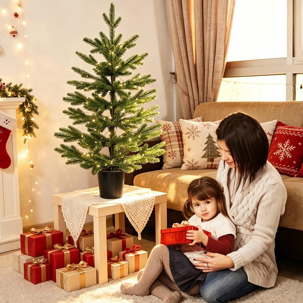 Sapin de Noël artificiel avec LED - 80 cm - Pour intérieur et extérieur - Décoration de Noël