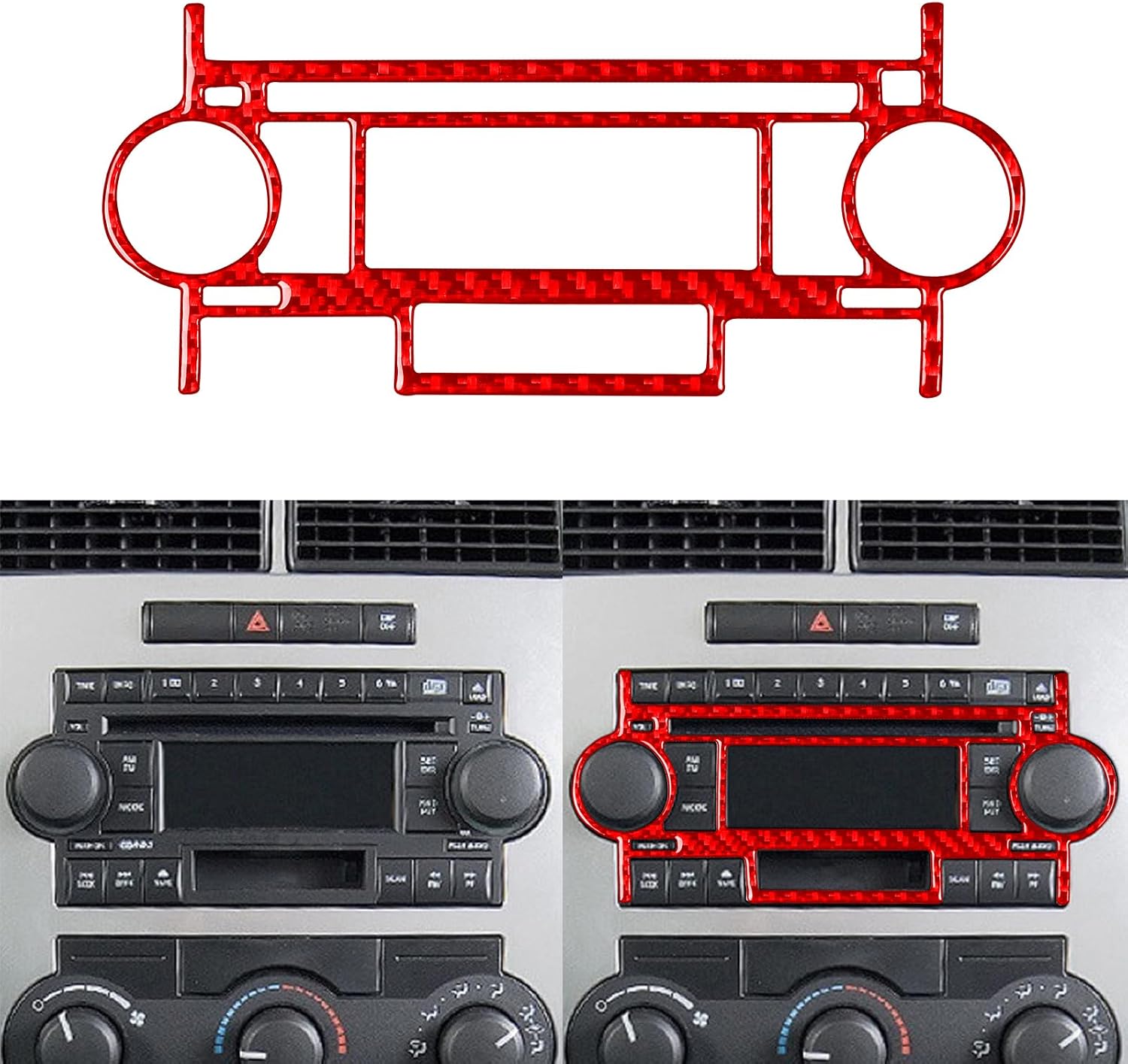 Generic Real Premium Soft Carbon Fiber Interior Accessories Sticker Compatible with Chrysler 300 300C 2005 2006 2007 Car Center Console CD Radio Decoration Frame Decal Style A Red, CR3C0507