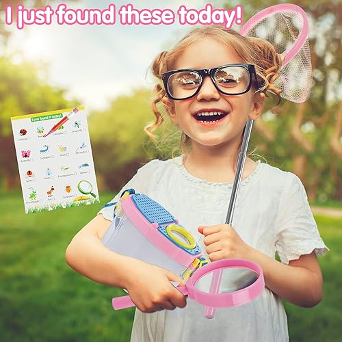 Miniatura 6 de GINMIC Kit para atrapar insectos para niños, kit para atrapar insectos con binoculares, lupa, hábitat de insectos y red de mariposas, juguetes