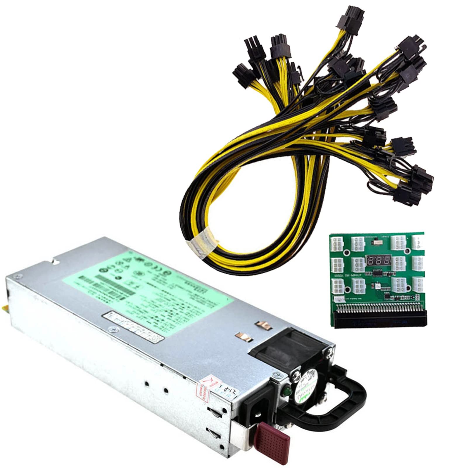 1 zestaw DPS-1200FB A zasilacz 1200 W + płytka rozdzielająca + 12 szt. 6-pinowych do 8-pinowych kabli górniczych BTC ETH przełączanie