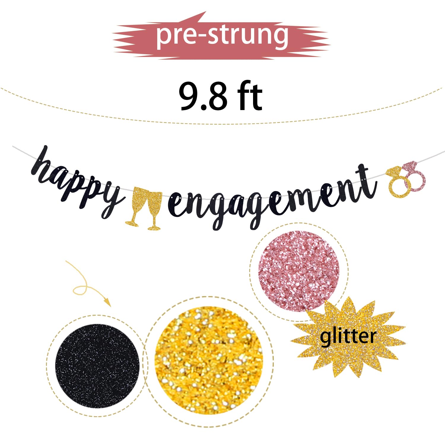 Cartel Let's Celebrate Con Purpurina Dorada, Pancartas De Compromiso De Cumpleaños, Bodas, Baby Shower, Decoración De Fiesta, Celebración, Fiesta, Purpurina Dorada