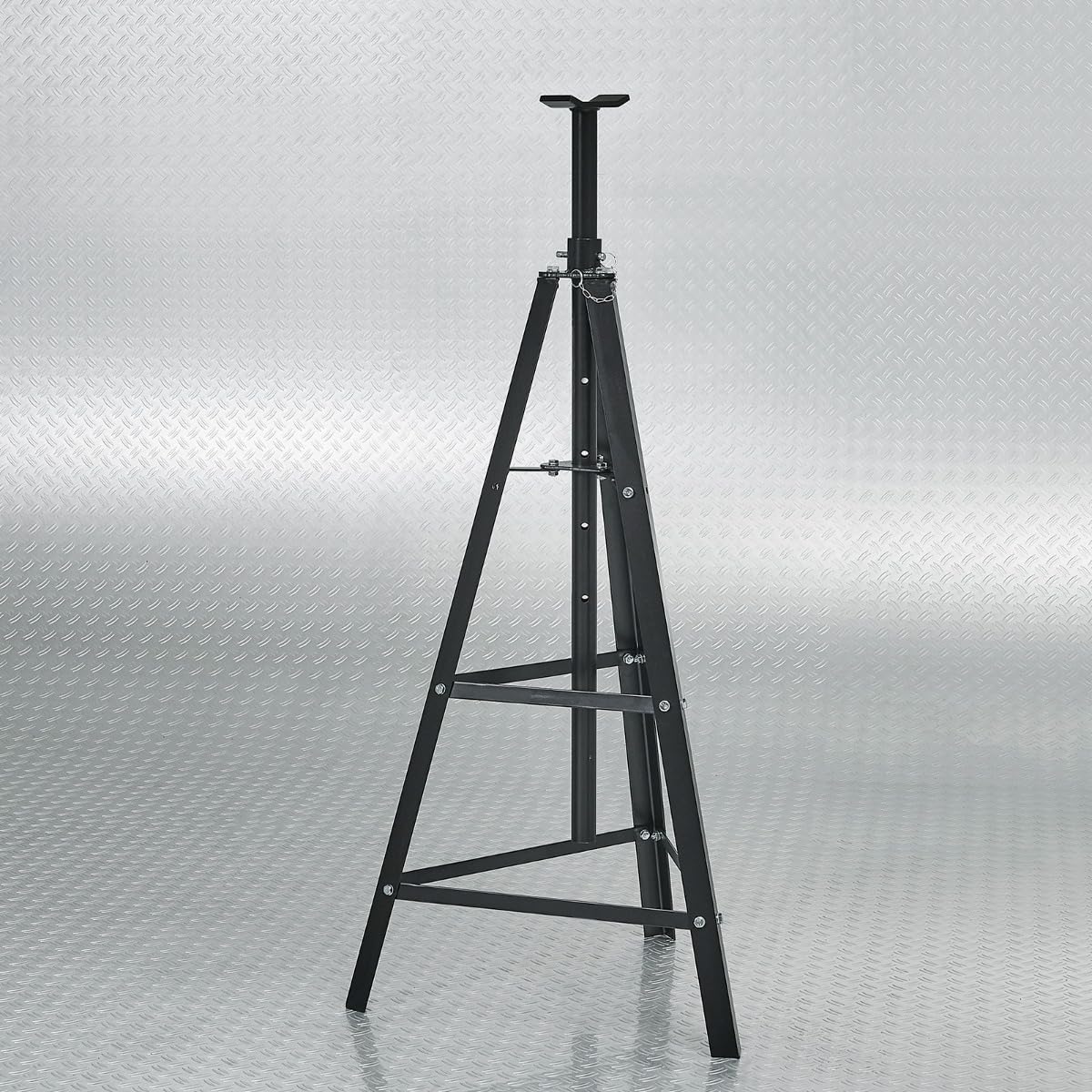 Datona Hoher Unterstellbock 2 Tonnen 1 Stück für Auto Hebebühne und Scherenhebebühne höhenverstellbar 120 bis 190 cm mit Sicherungsstift Dreibein und 16 kg Gewicht
