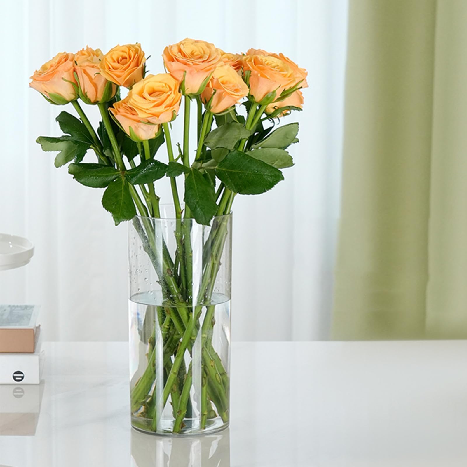 Hewory Vases Cylindriques en Verre Lot de 24, Grand Vase en Verre Transparent pour Fleurs, Support de Bougie pour Bougie Pilier Flottante, Vase à Fleurs pour Centre de Table pour Mariage, Décoration