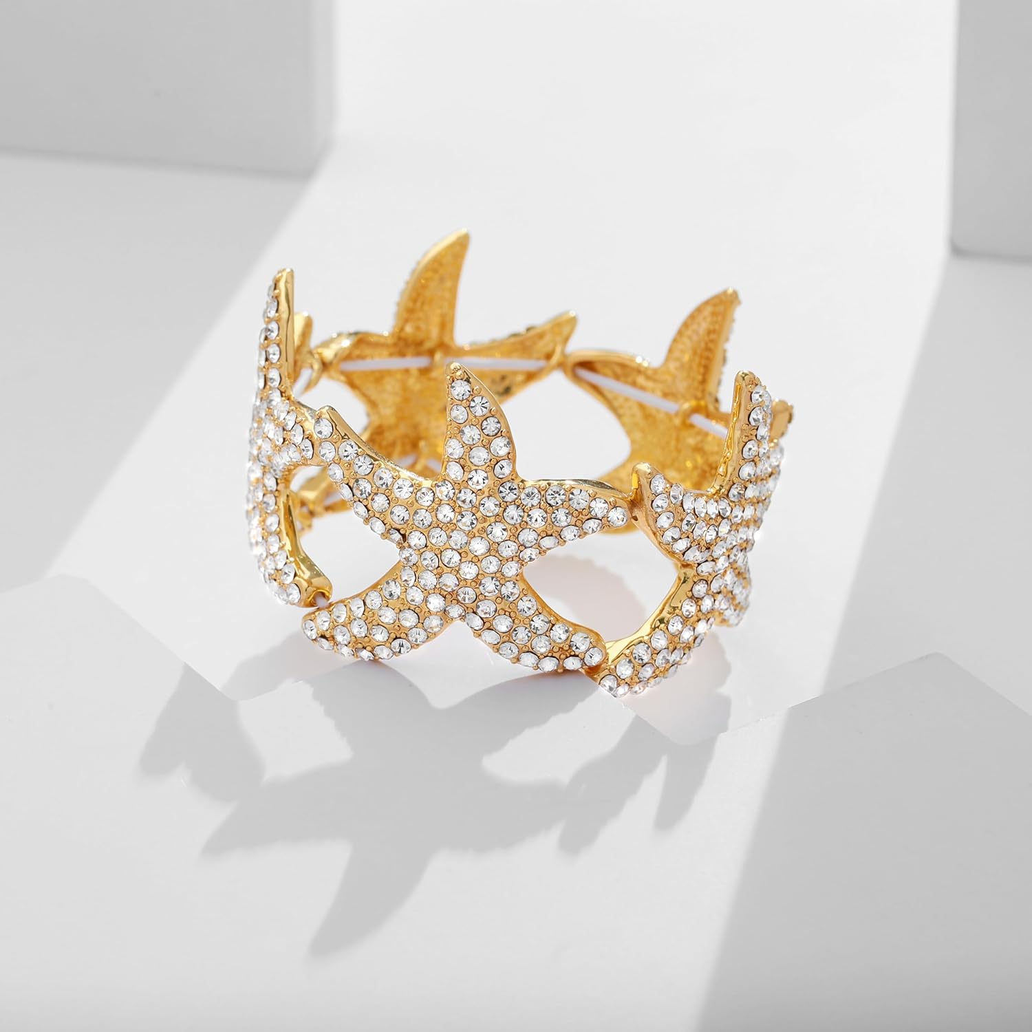 WOWORAMA Wedding Bridal Bracelet for Women Brides Bridesmaids Sparkly Austrian Crystal Teardrop Bracelet Bangle Rhinestone Elastic Stretch Bracelets for Wedding Party Prom - Image 2