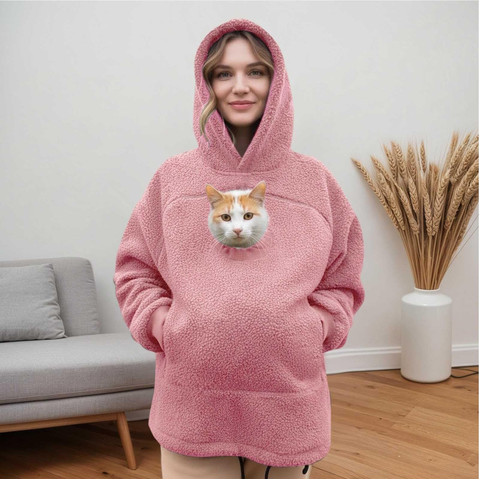 Sudadera con Capucha para Mujer,Bolsillo para Transportar Mascota Pequeñas