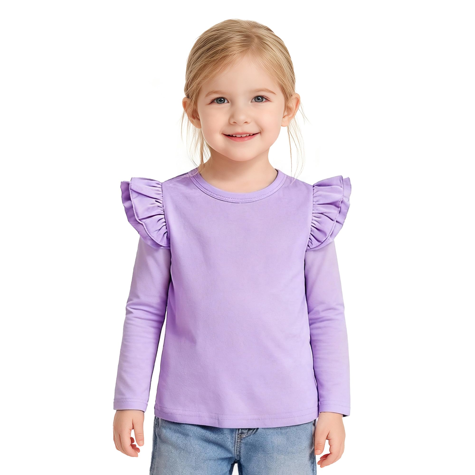 Toddler Baby Girls Solid Color Ruffle T Shirt