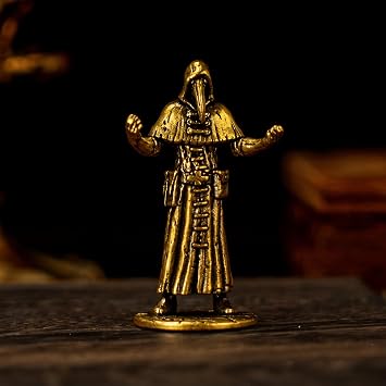 CHOVY Solid Brass Dark Mage Statues - Retro Design Crow Figures Collectible Figurines for Desk, Home Decor & Art Display Handcrafted Craftwork for Collectors