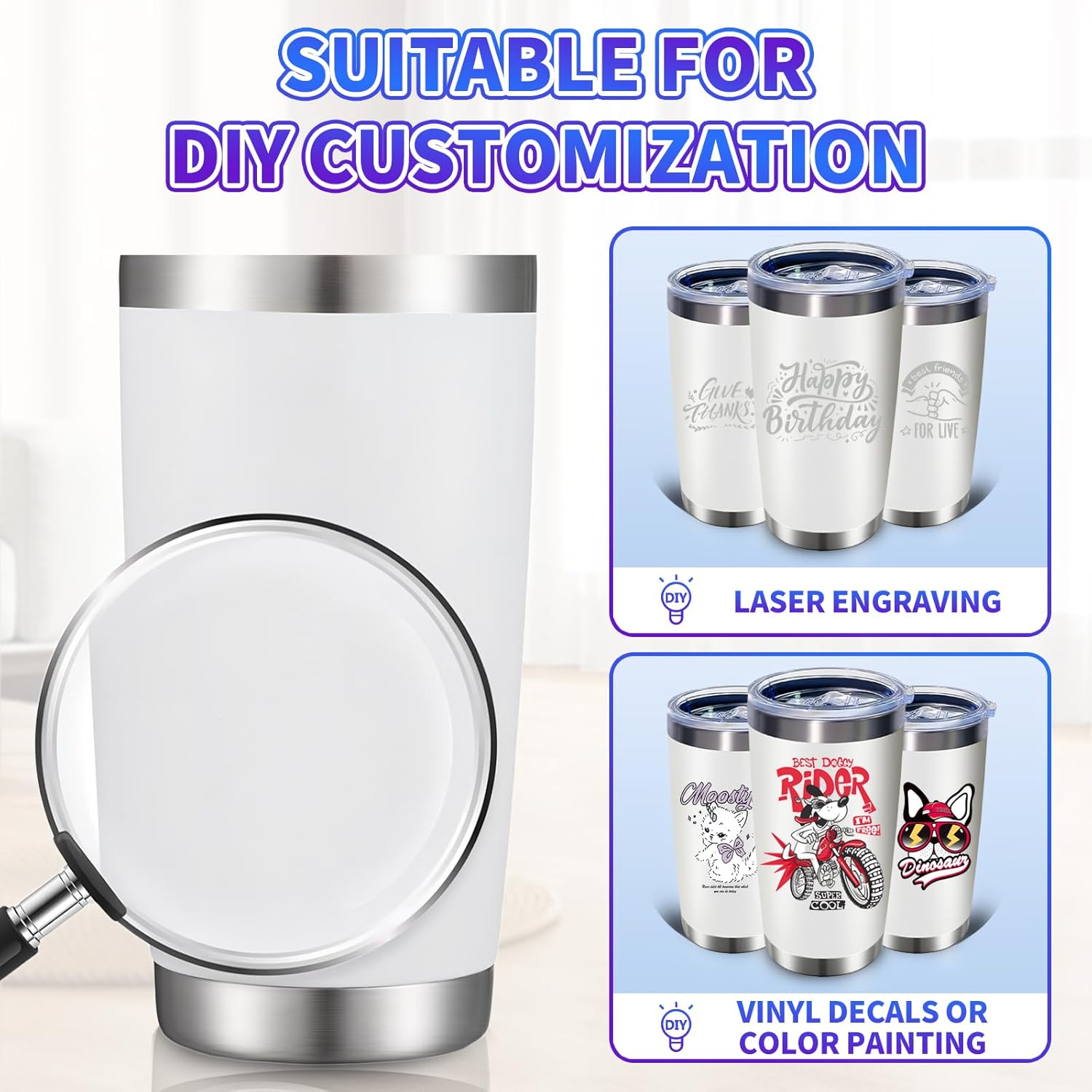 36 Pack, 20oz Stainless Steel Bulk Tumblers with Lids and Straws, Leakproof Double Wall Travel Mug for Hot/Cold Drinks, Home Office Outdoor Party Use, Durable Powder Coated Insulated Cup/White - Image 8