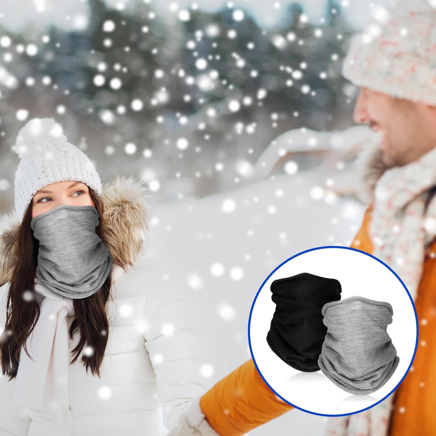 Bonucci 2 Pcs 100% Merino Wool Winter Neck Scarf Gaiter for Women Men Warmer Face Mask Headwear Breathable Windproof Multifunctional for Skiing Cycling Running - Image 6