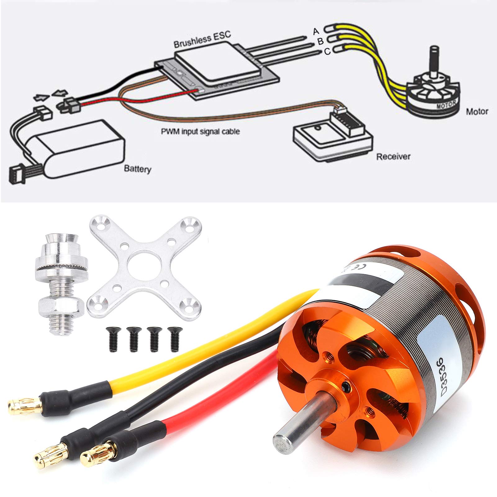 Demeras RC Drone Motor D3536 Brushless Motor Accessorio di Ricambio per Aeroplano RC per Aeromobili RC Ad Ala Fissa(1450KV)