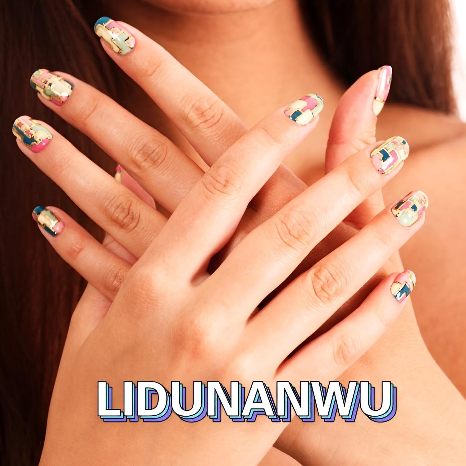 Almond Press on Nails Medium French Tip Fall Fake Nails with Brown Leopard Design Acrylic Nails Glossy False Nails Press ons Full Cover Glue on Nails for Women Manicure 24Pcs