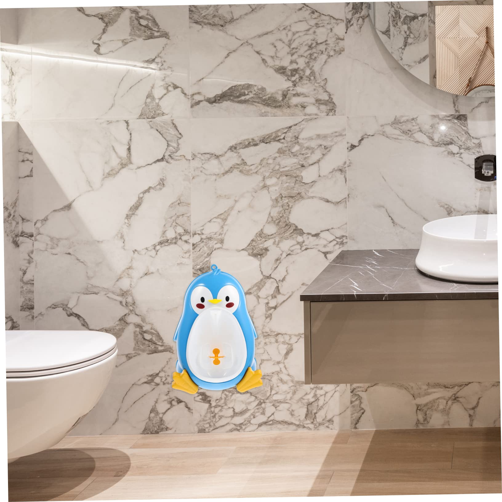 Orinal Infantil de Pingüino Azul Abs para Niños Pequeños | Capacidad Grande, Ventosas Potentes, Extraíble para Limpieza Fácil y Montaje en Pared