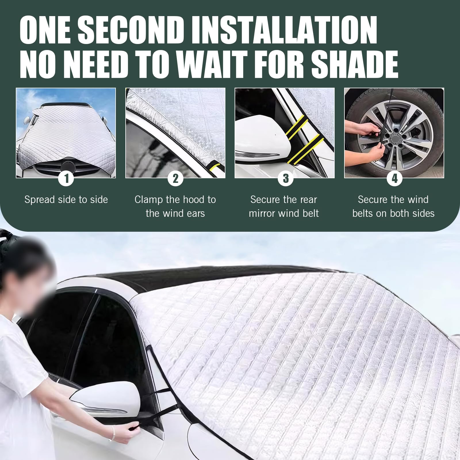 Sinytuto 1 PC Car Half Car Cover Four Seasons Protection Waterproof Dustproof Frostproof Windshield Sunshade Thickened Foldable Portable — view 2