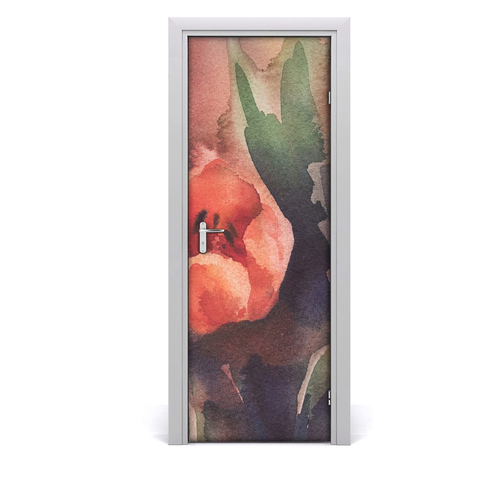Papier peint sur la porte floral pour créer un salon style jardin