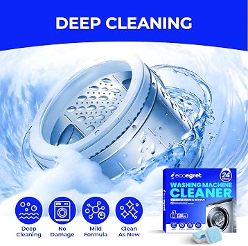 Washing Machine Cleaner (24 Pack), Washing Machine Cleaning Tablets for Front Load & Top Load HE Washers, Washer Cleaner Easily Removes Residue Grime & Odors, Septic Safe, 12 Month Supply