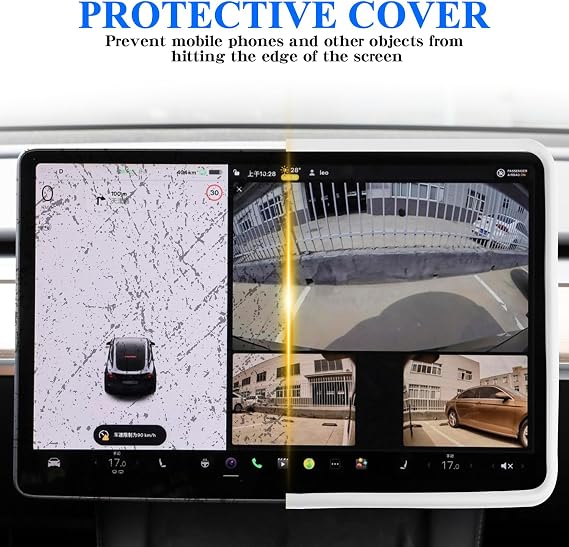 MILD EAST Screen Protector Frame Compatible with Tesla Model 3/Y, Silicone Screen Edge Protection Decor Accessories for 2016-2023 Model 3 & 2020-2023 Model Y, White